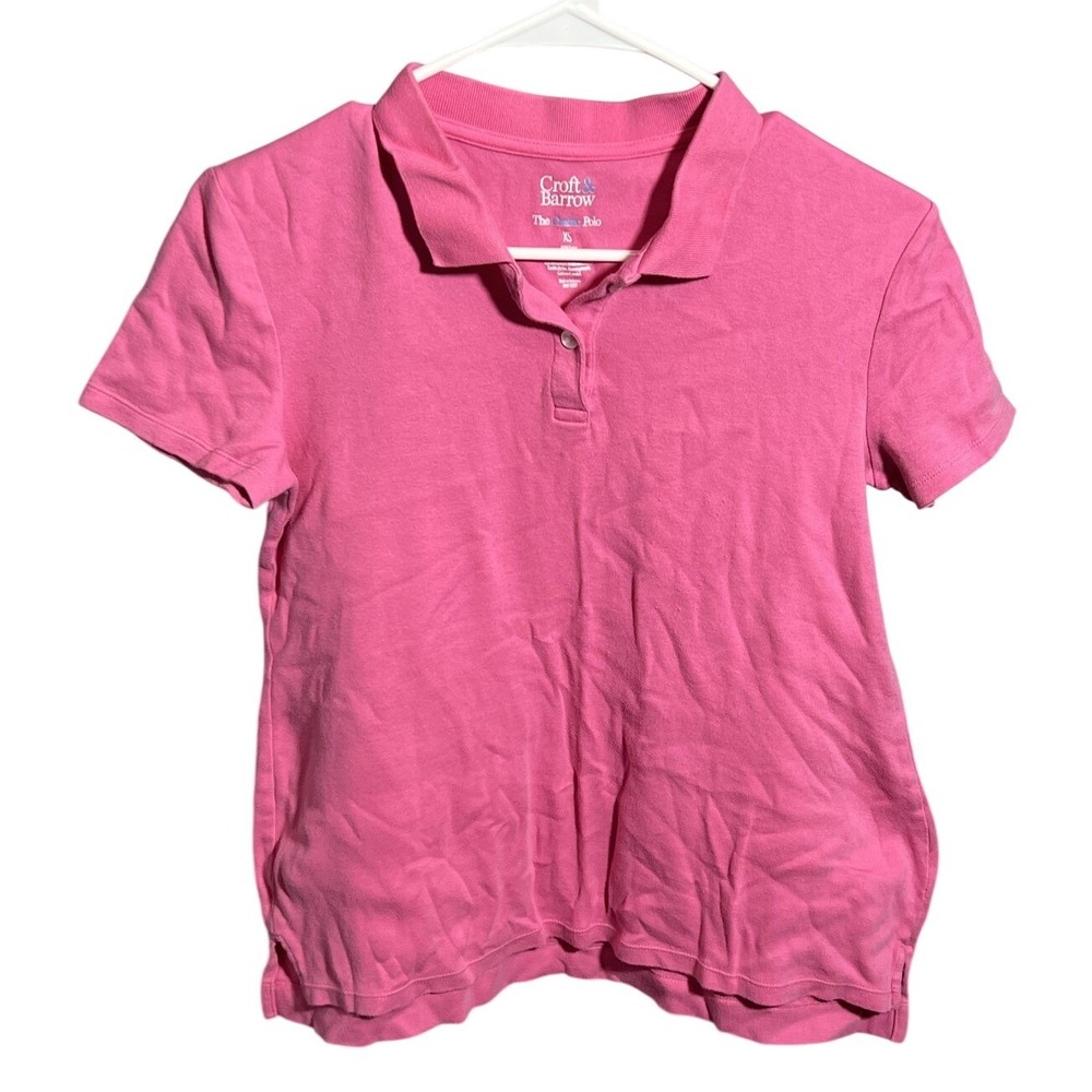Croft & Barrow The Classic Polo Shirt Women's XS Pink Short Sleeve 100% Cotton